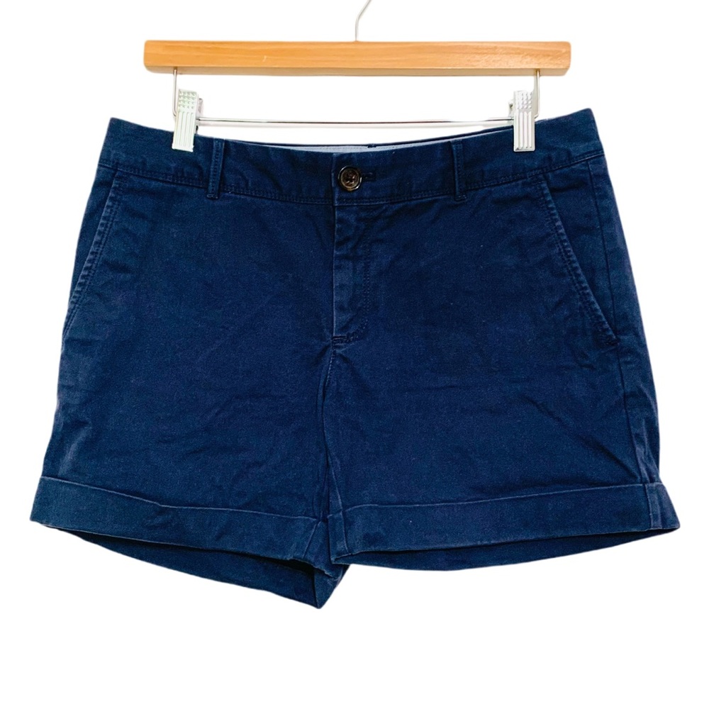 Banana Republic City Chino Navy Blue Shorts Rolled Up Hem Size 6 Classic Preppy